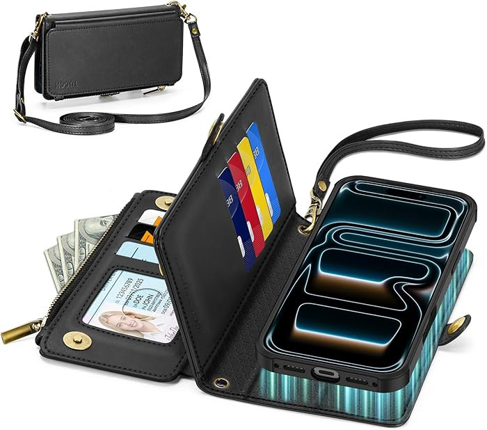 TUCCH Crossbody Detachable Wallet Case for iPhone 17 Pro Max 6.9" 2025, 10 Card Slots RFID Blocki... | Amazon (US)