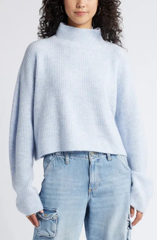 BP. Oversize Cozy Mock Neck Sweater in Blue Feather at Nordstrom, Size X-Small | Nordstrom