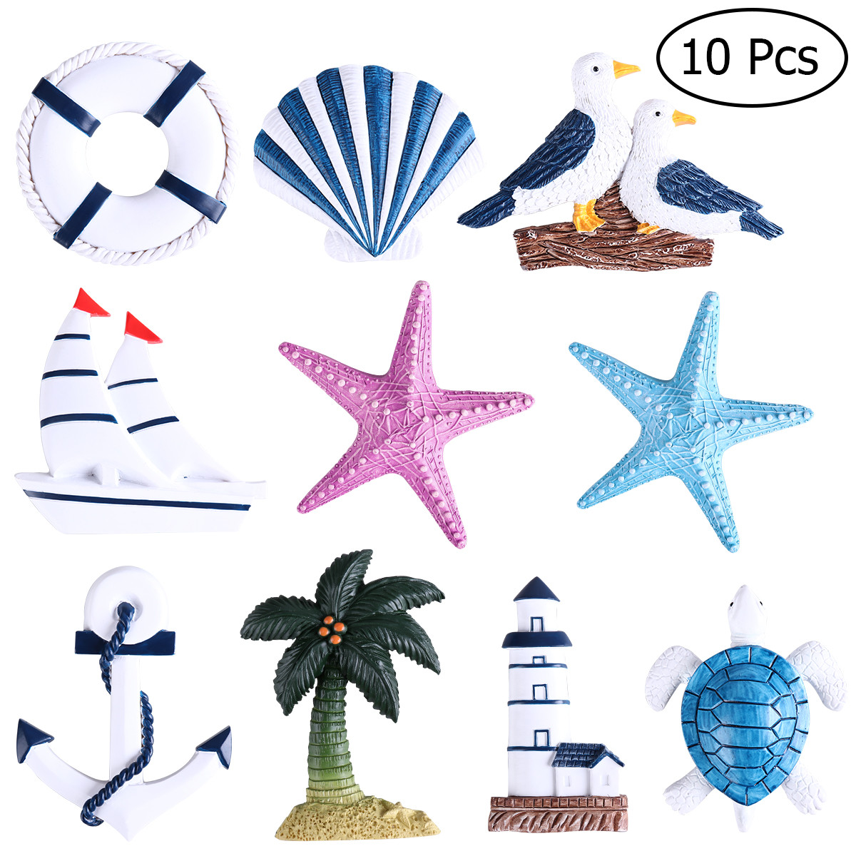 HOMEMAXS WINOMO 10Pcs Nautical Beach Boat Ship Turtle Sea Star Shell Hanging Ornaments Anchor Hom... | Walmart (US)