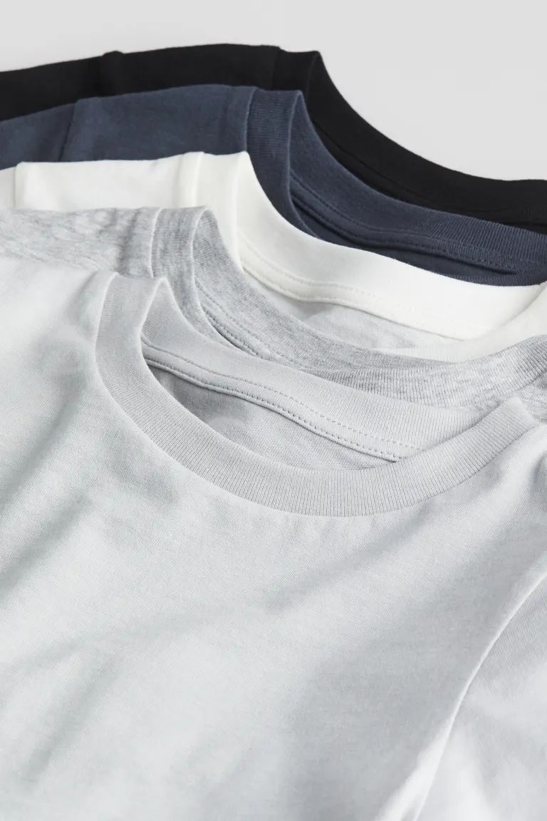 5-pack Cotton T-shirts - Light gray/light gray melange - Kids | H&M US | H&M (US + CA)