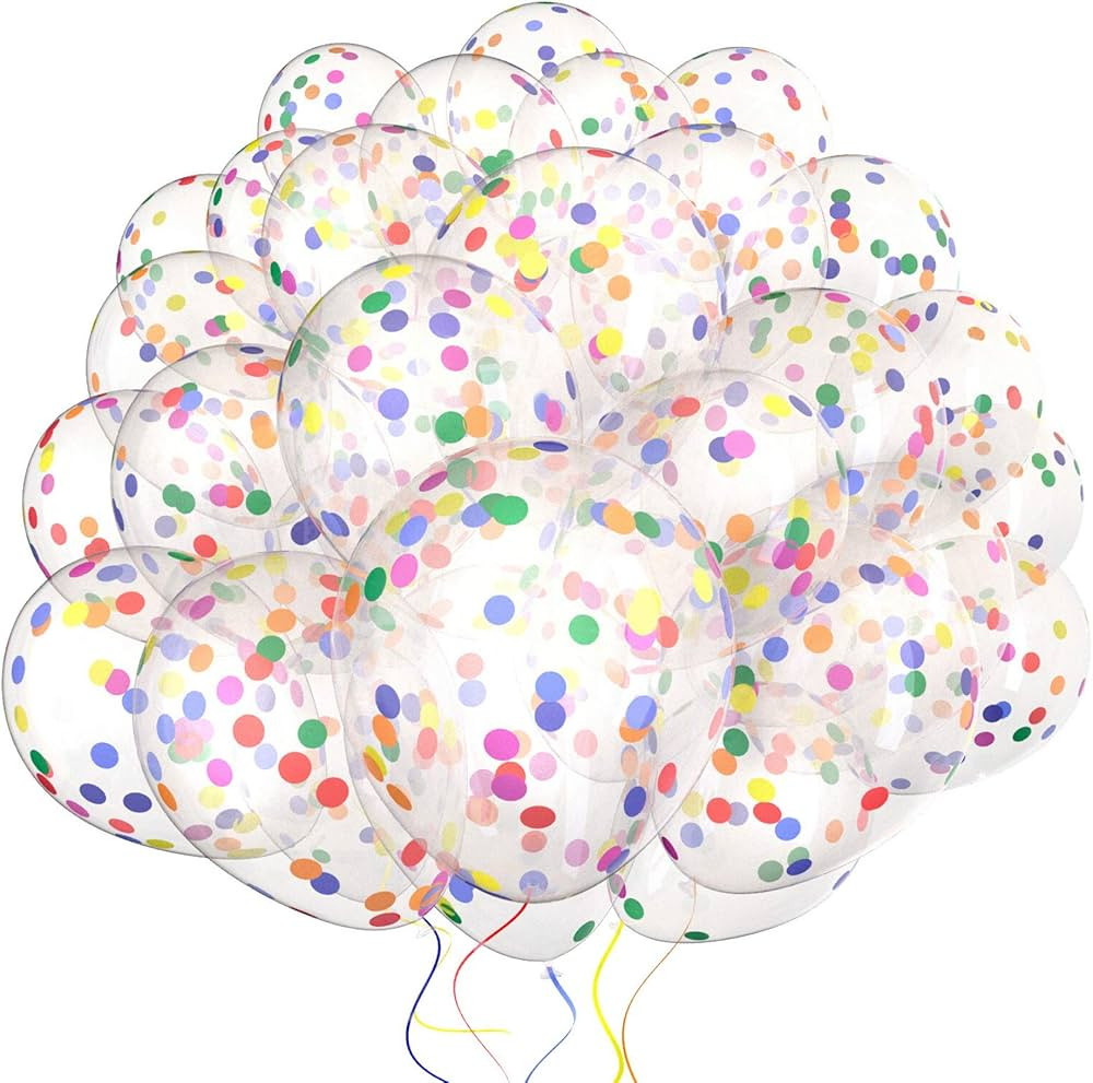 60 Pack Dandy Decor Rainbow Confetti Balloons w/Ribbon | Rainbow Balloon | Party Balloons | Heliu... | Amazon (US)