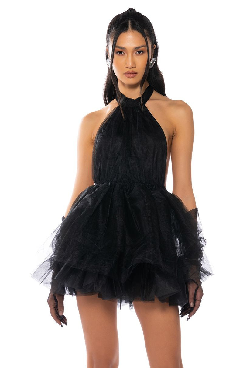 DARLING DIVA TULLE HALTER NECK MINI DRESS | AKIRA