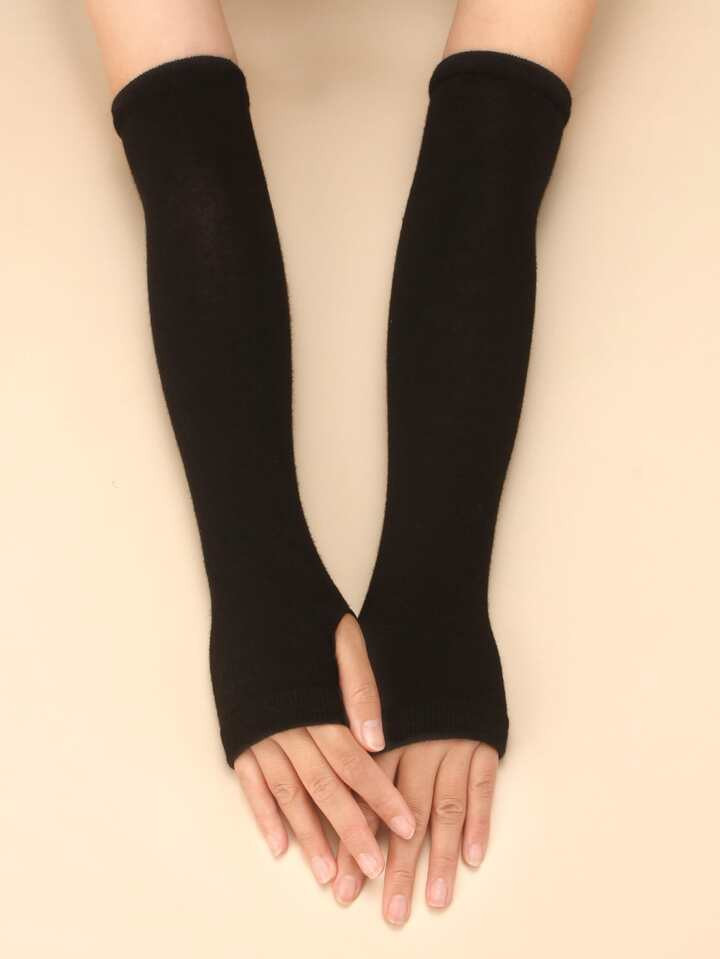 1pair of Simple Plain Long Fingerless Gloves | SHEIN USA | SHEIN
