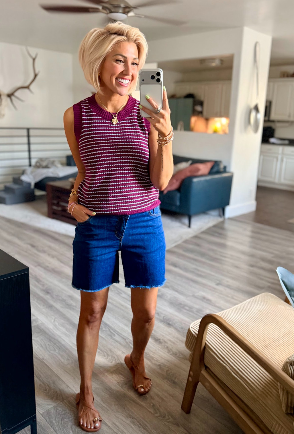 Feeling fresh and stylish in these shorts! Perfect for summer! Shorts: 6 // Top: Small // Shoes: TTS 

 #LTKootd #LTKOver40 #LTKSaleAlert