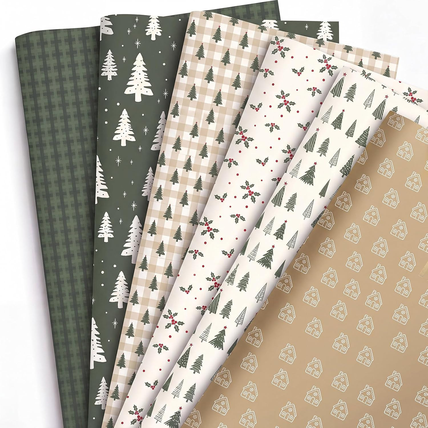 FunooFuno 12 Sheets Neutral Christmas Wrapping Paper, 20"x29" | Amazon (US)
