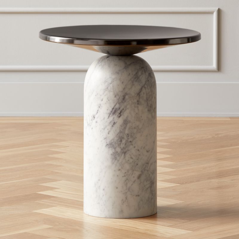Martini Side Table with White Marble Base + Reviews | CB2 | CB2