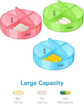 BUG HULL Pill Organizer 4 Times a Day, Large Weekly Daily Pill Box Cases, 7 Day Medicine Organize... | Amazon (US)