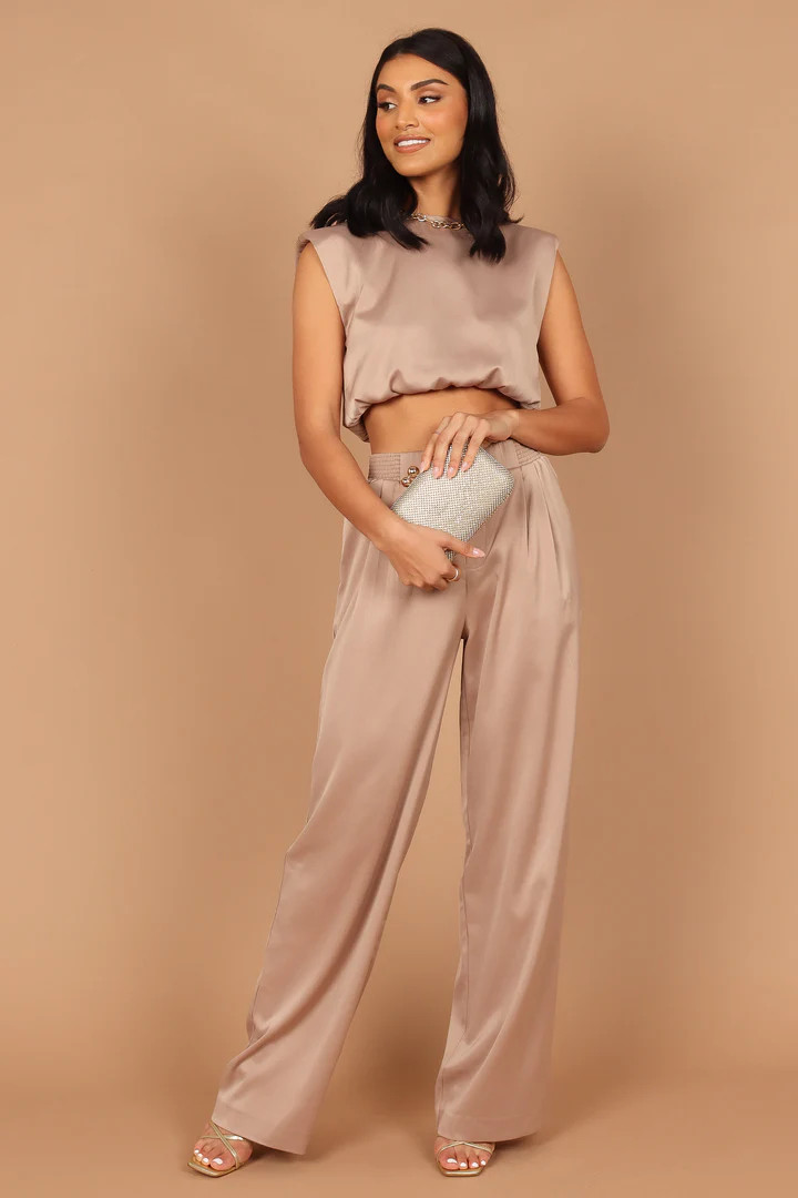Elia Crop Top and Palazzo Pant Set - Mocha | Petal & Pup (US)