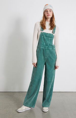 PacSun Green Corduroy Baggy Workwear Overalls | PacSun | PacSun