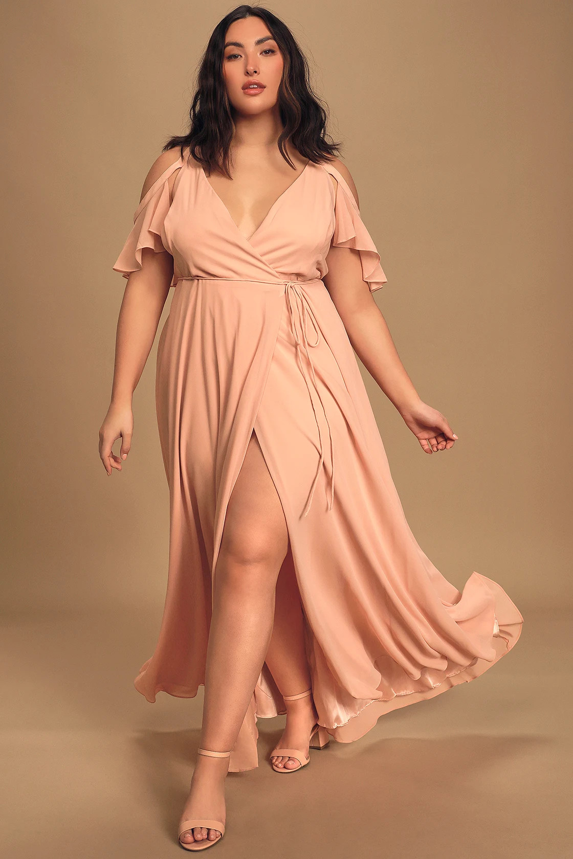 Easy Listening Blush Cold-Shoulder Wrap Maxi Dress | Lulus (US)
