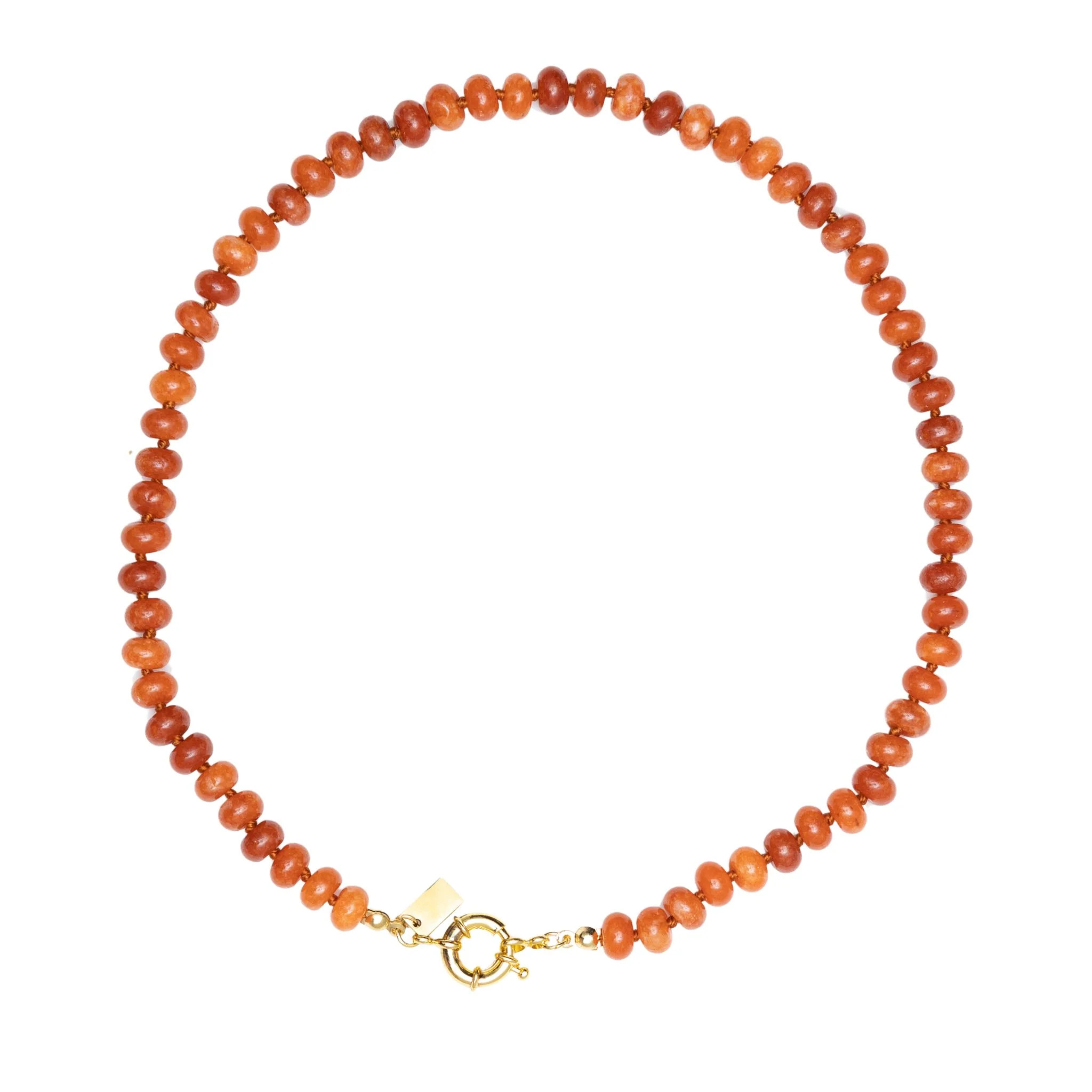 Sweet Stone Beaded Knotted Necklace - Orange | Christina Greene LLC