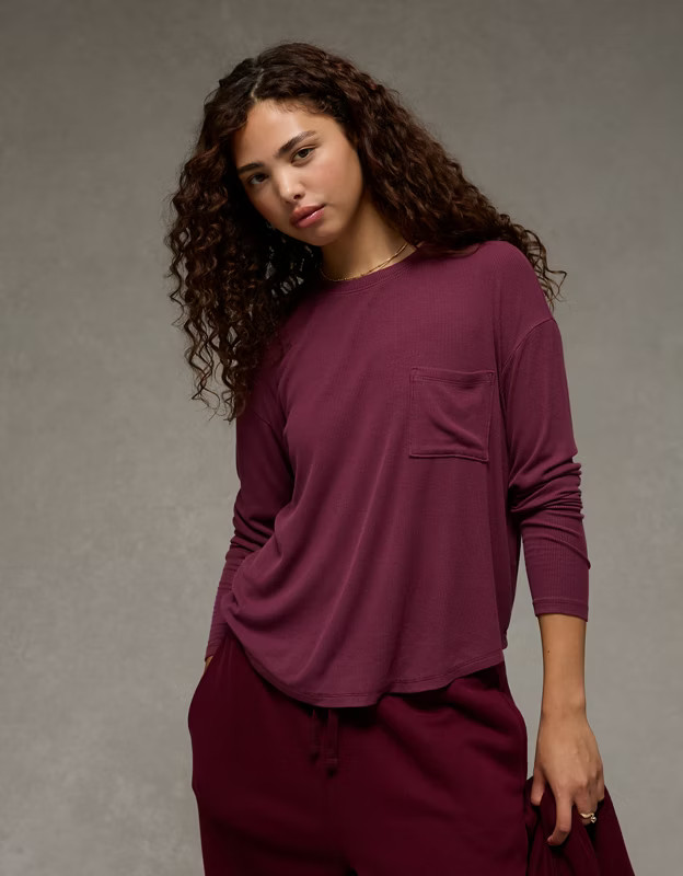 AE Soft & Sexy Long Sleeve Pocket T-Shirt | American Eagle Outfitters (US & CA)