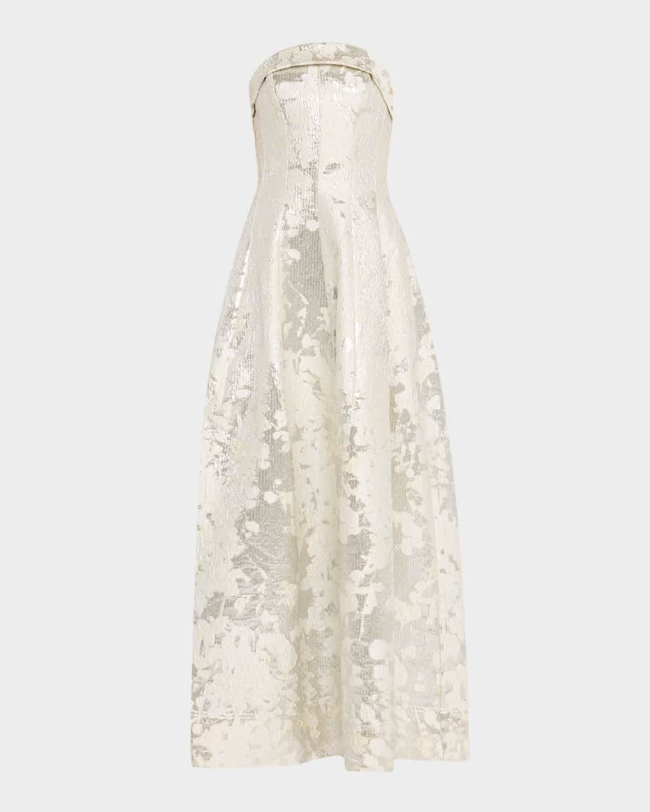SIMKHAI Octavia Strapless Metallic Jacquard Gown | Neiman Marcus