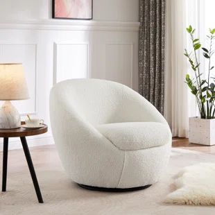 Latitude Run® Ivory Sherpa Swivel Barrel Chair | Wayfair | Wayfair North America