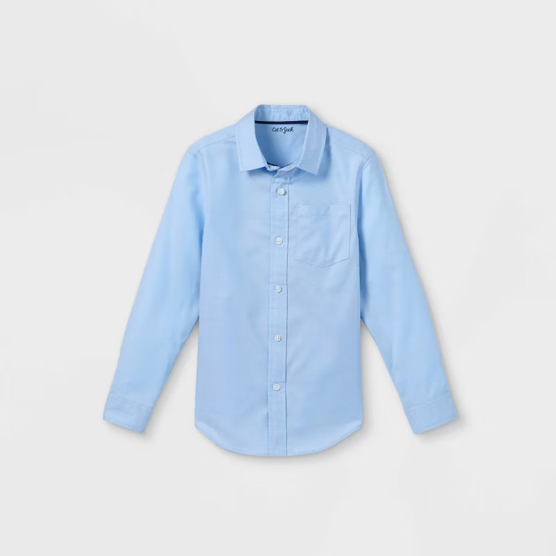 Boys' Button-Down Stretch Oxford Long Sleeve Shirt - Cat & Jack™ | Target