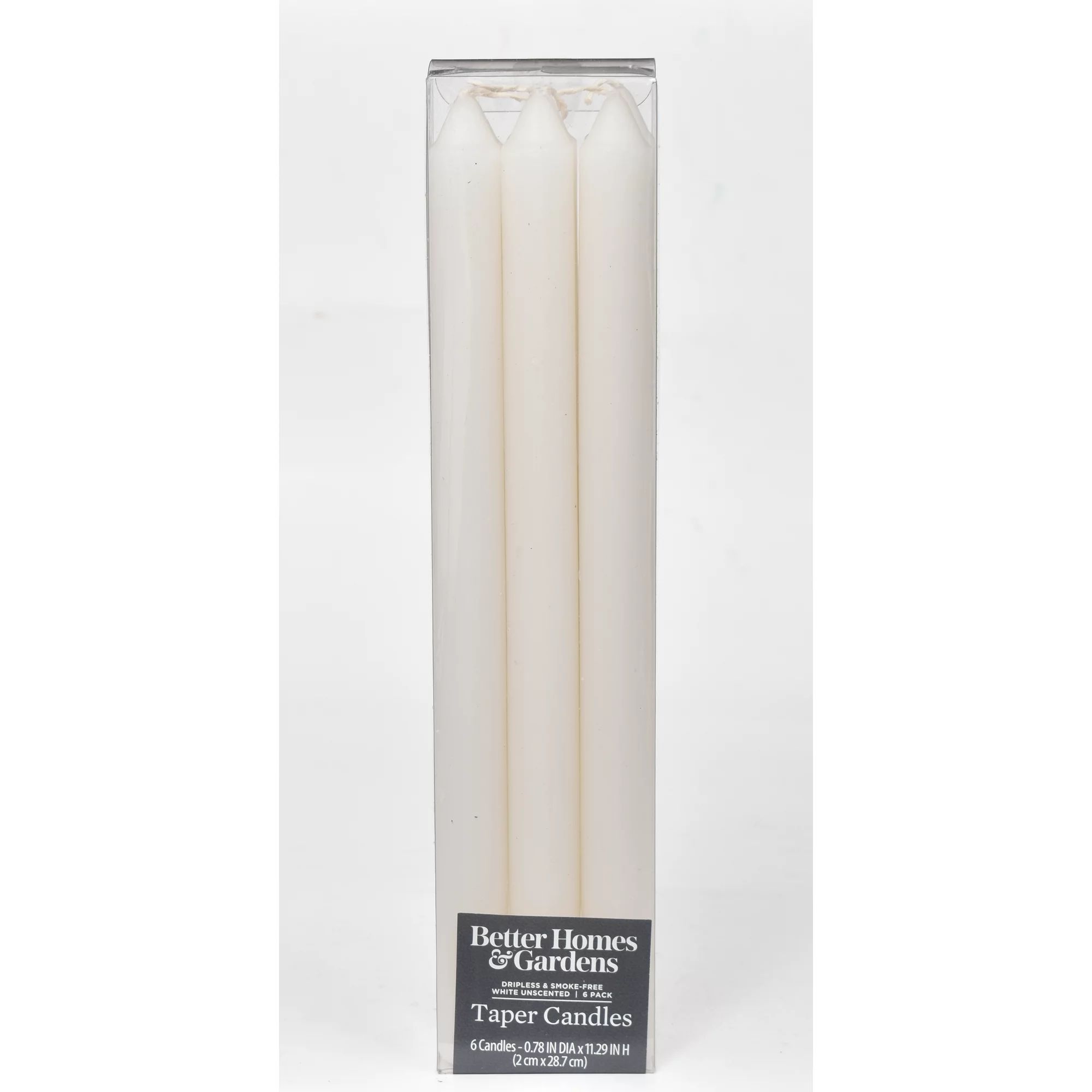 Better Homes & Gardens Unscented Indoor Set of 12-Inch Taper Candles, Burn Time of 12 Hours, Whit... | Walmart (US)