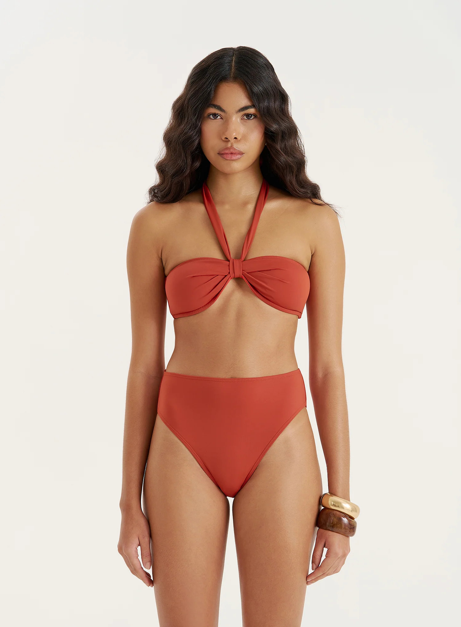 Coral Halterneck Tie Bikini Top- Gia | 4th & Reckless