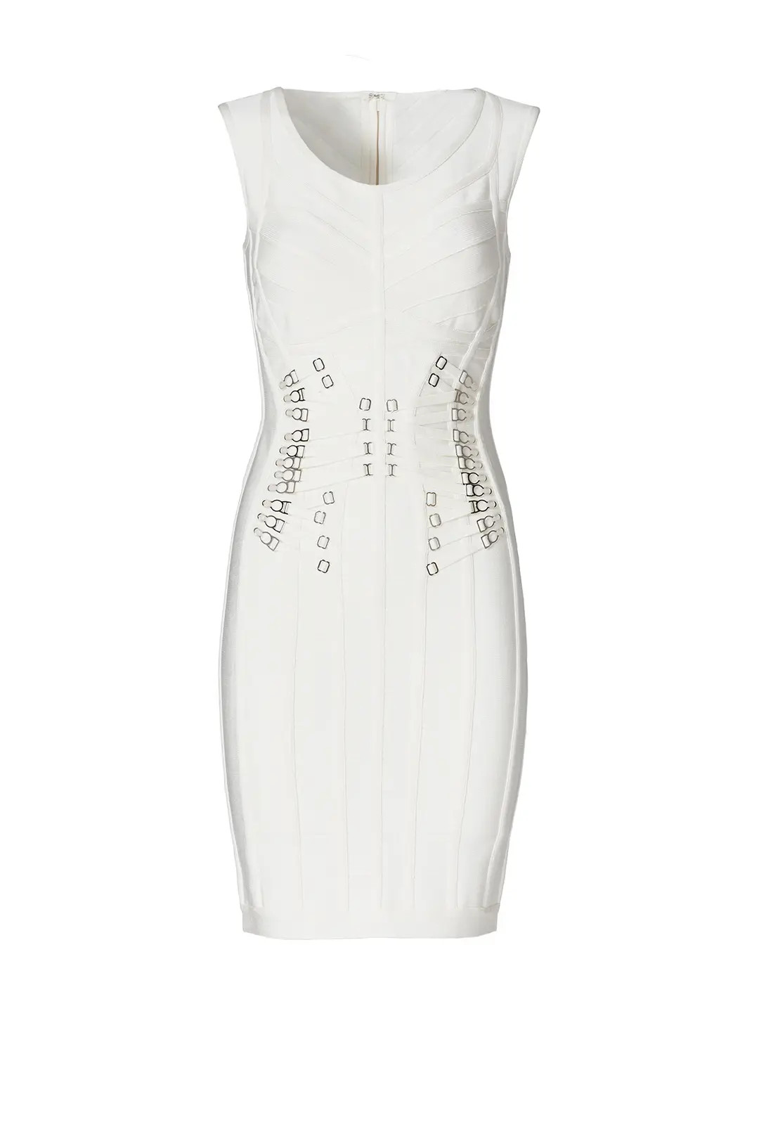 Hervé Léger White Studded Sheath | Rent The Runway