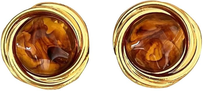 Personalized Caramel Colored Earrings 925 Sterling Silver Post Hypoallergenic Fshionable Retro St... | Amazon (US)