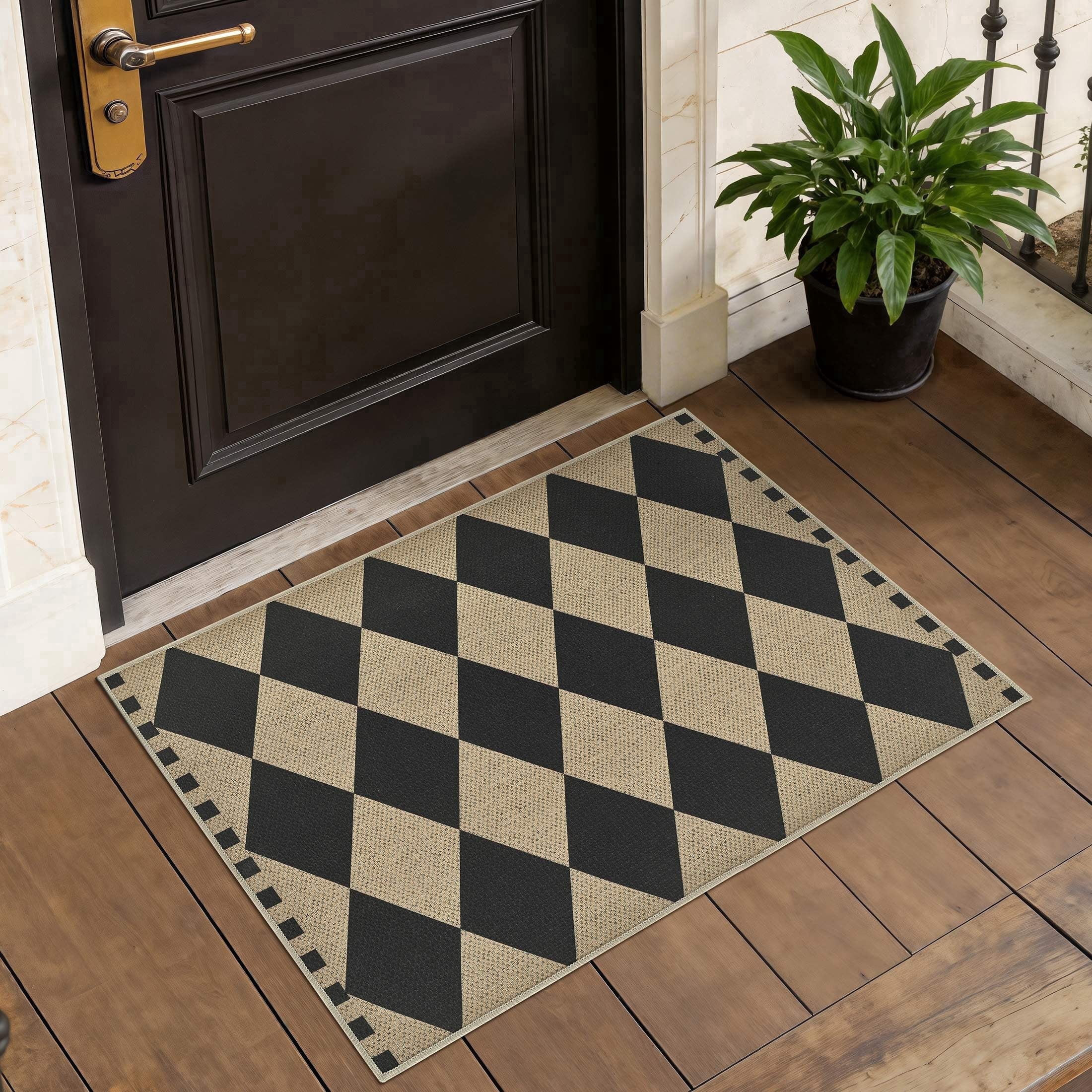 UERMEI 2'x3' Checkered Easy Jute Rug, Washable Non Slip Door Mat for Entryway Kitchen, Farmhouse ... | Walmart (US)