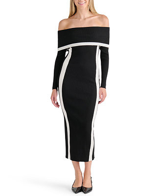 Juniors' Marilyn Neck Ribbed-Knit Off-the-Shoulder Maxi Dress | Macy's