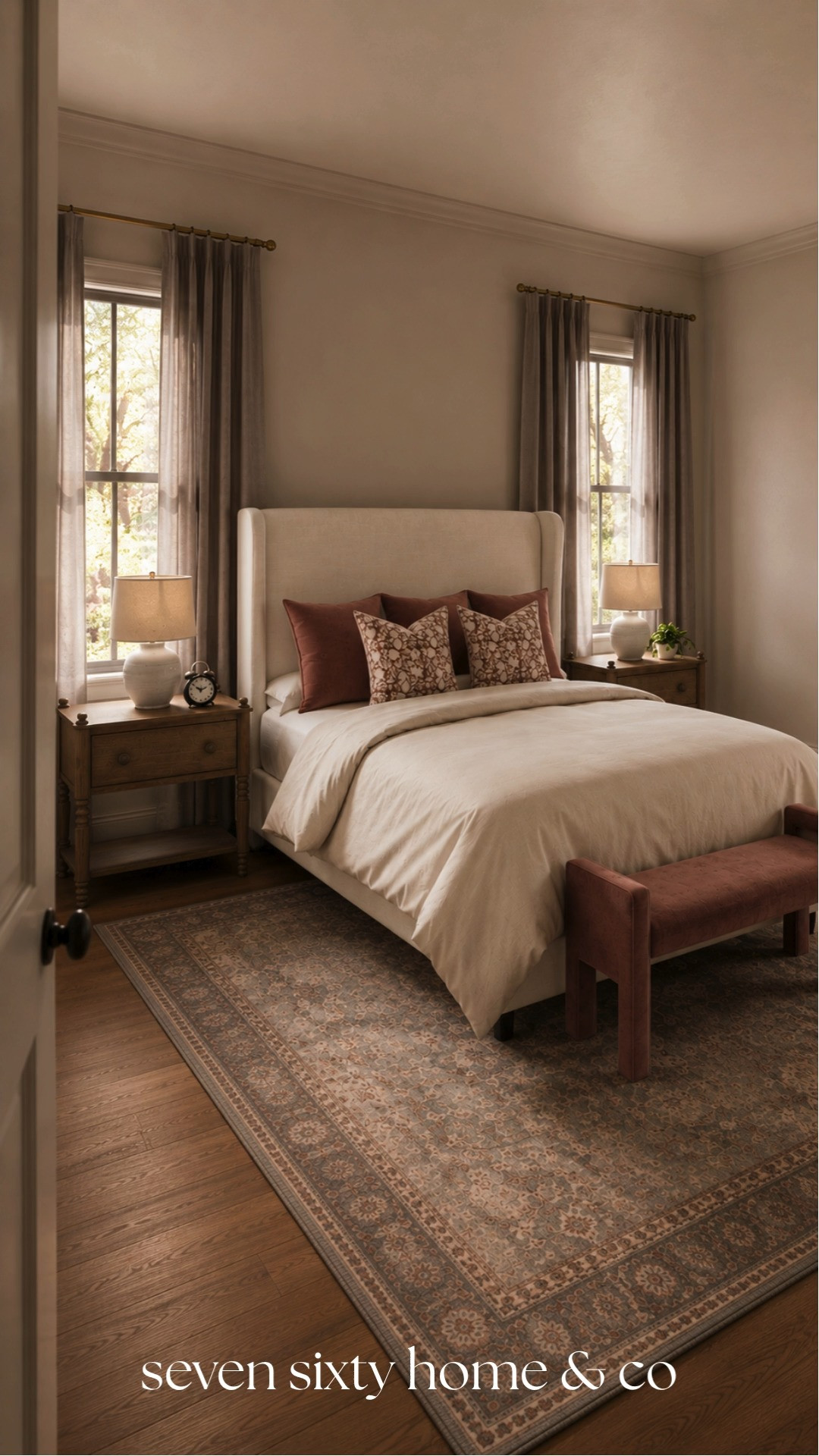 A designer bedroom isn't about adding more—it's about choosing better. Quality bedding, full-length linen curtains, timeless furniture, and one beautiful upholstered bench completely transform the way a room feels. If you've been planning a bedroom refresh, this is a great time to grab the 25% off Interior Define bench before the sale ends. 

 #LTKHome #LTKSaleAlert