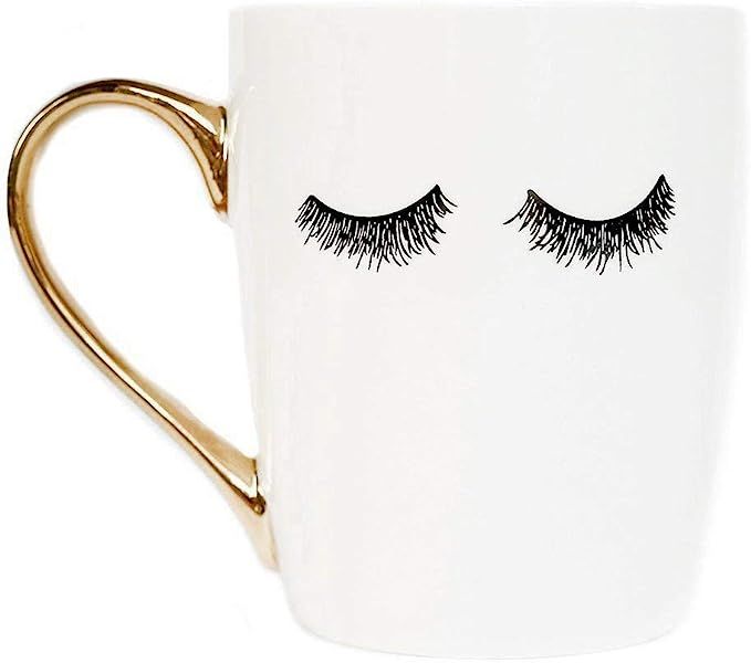 Sweet Water Decor Cute Coffee Mugs with Gold Handle | Girly Make Up & Mascara 16oz China Coffee C... | Amazon (US)
