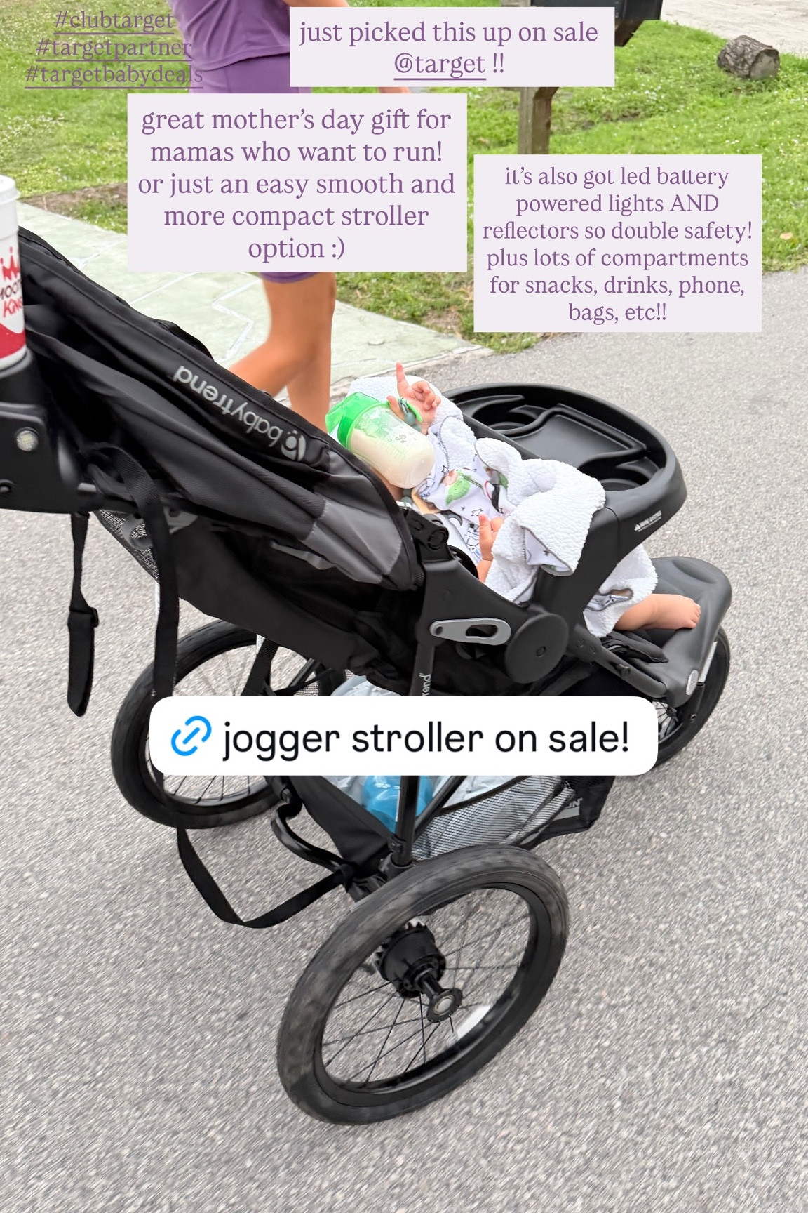 just picked this up on sale @Target  !! great mother’s day gift for mamas who want to run! or just an easy smooth and more compact stroller option :) it’s also got led battery powered lights AND reflectors so double safety! plus lots of compartments for snacks, drinks, phone, bags, etc!! #clubtarget #targetpartner #targetbabydeals

#LTKfitnessgoals #LTKmomlife #LTKMothersDay