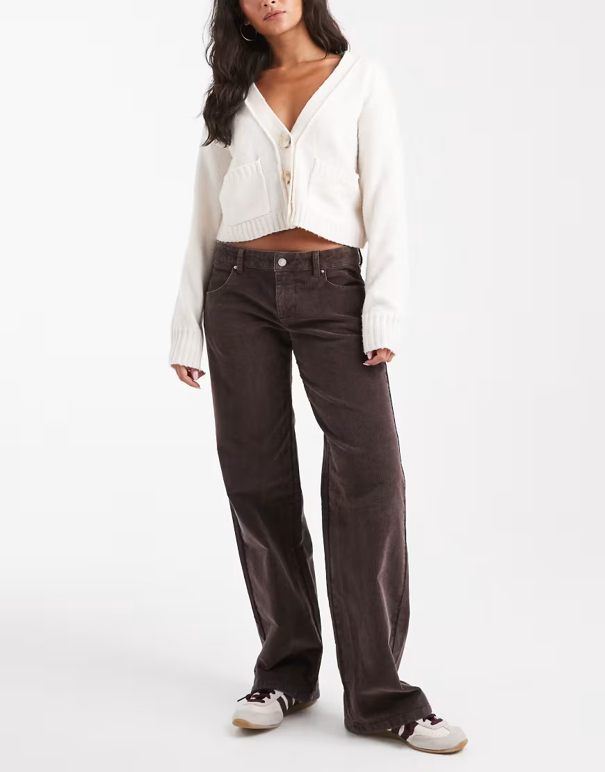 Cotton On low rise straight leg corduroy jeans in brown | ASOS (Global)