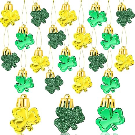 36pcs St Patrick's Day Mini Shamrock Ornaments for Small Tree Decorations Good Luck Clover Hangin... | Amazon (US)