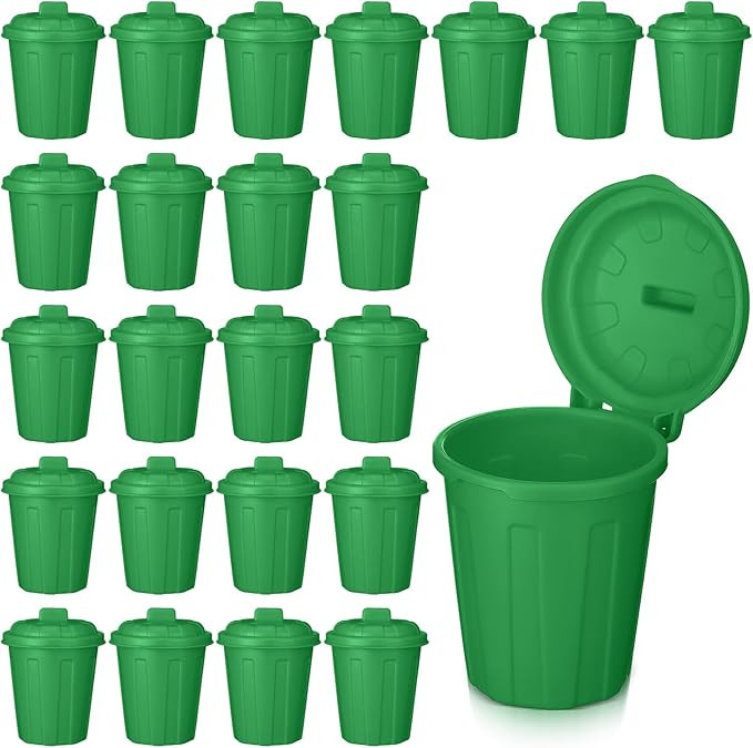 Zubebe 24 Pcs Green Mini Trash Can Mini Toy Garbage Can Small Desktop Storage Bin with Lids for T... | Amazon (US)