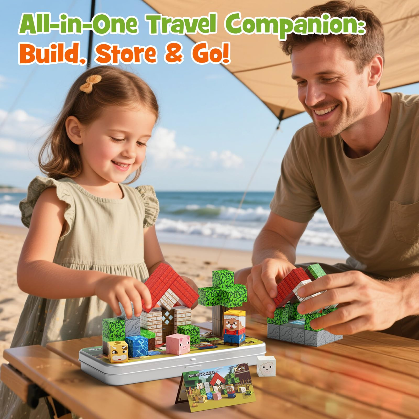 Mini Magnetic Blocks Farm Animals Travel Toys, 35PCS Portable STEM Magnetic Building Cubes with M... | Amazon (US)