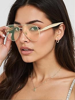 Oversized Aviator Sunglasses For Women 70s Retro 2025 Metal Shades with Gold Streamline Arms | Amazon (US)