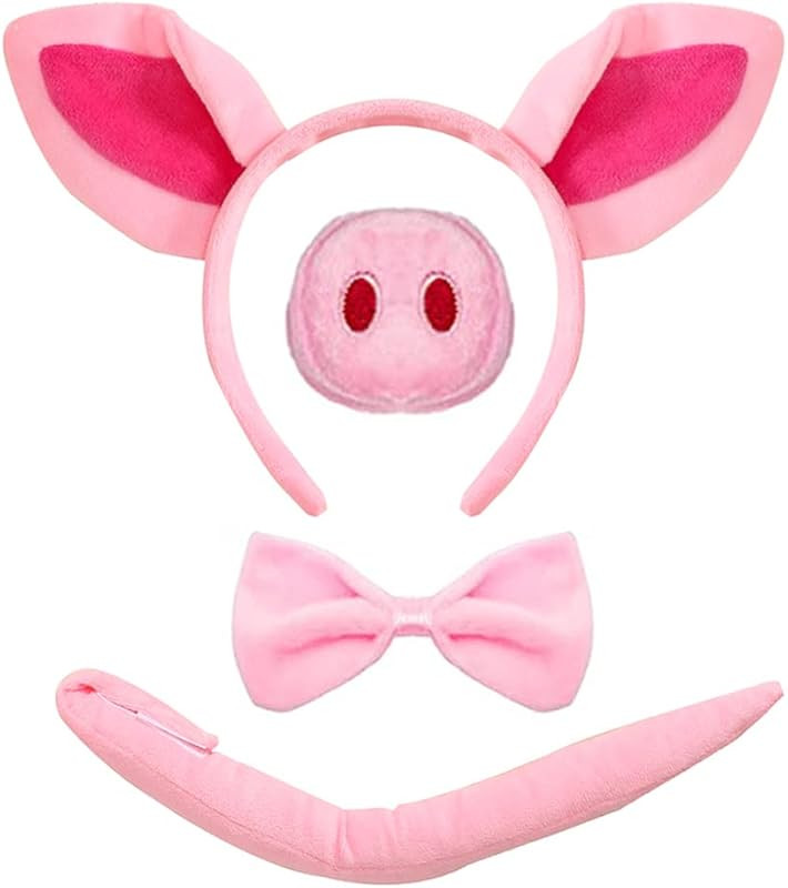 LOVINSHOW Pig Nose Ears and Tail Set Pig Ear Headband Halloween Costume Accessories | Amazon (US)