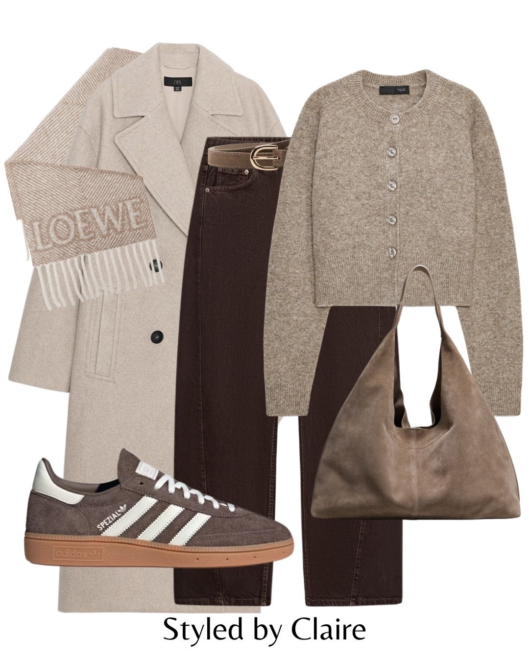 Neutral tonal outfit🙋🏽‍♀️
Tags: soft oversized Zara coat beige cream brown barrel jeans cardigan suede belt mole melange mango adidas original
Spezial chocolate tote bag other stories Loewe wool scarf fashion winter inspo outfit ideas city break chic women’s style capsule wardrobe work wear 

#LTKstyletip #LTKshoes #LTKwinter