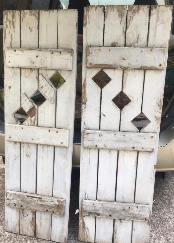 Vintage/antique Board & Batten Shutters With Cut Outs - Etsy | Etsy (US)