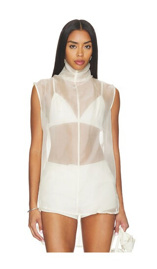 AEXAE x REVOLVE Silk Organza Roll Neck Top in Ivory. Size L. Also in M, S, XS. | Revolve Clothing (Global)