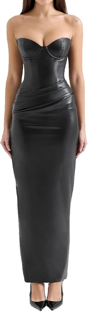 Women’s Leather Midi Dress | Amazon (US)