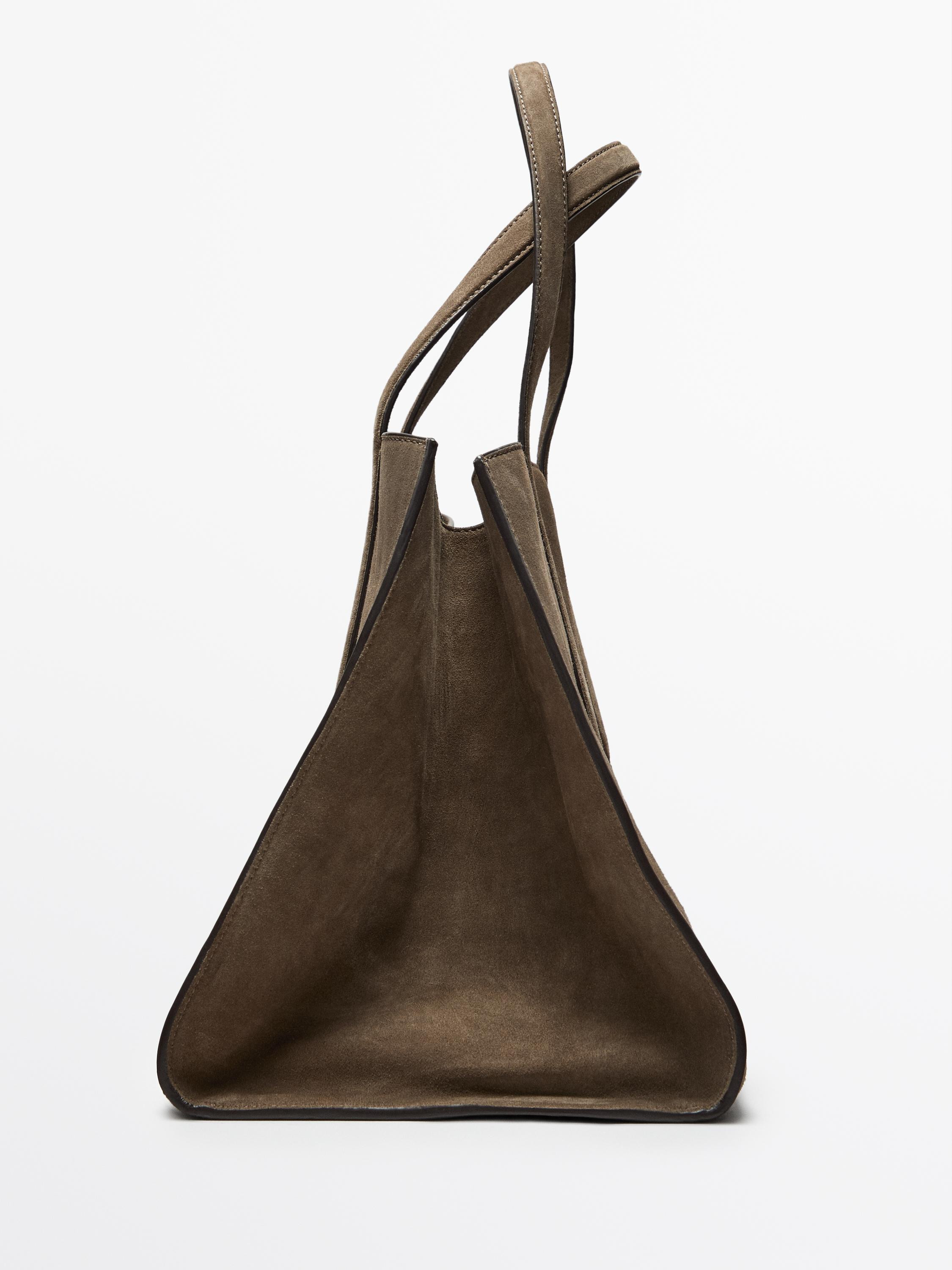 Maxi-Tote-Bag aus Rauleder · Maulwurfsgrau, Braun · Oberbekleidung Aus Leder | Massimo Dutti | Massimo Dutti DE