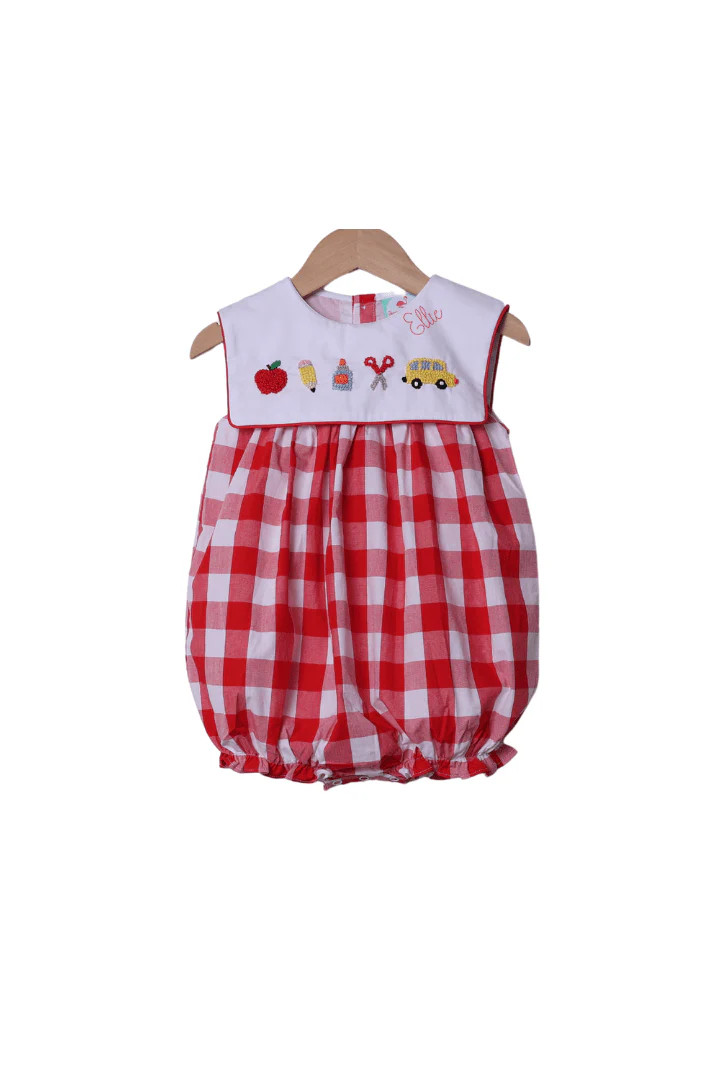 French Knot School Supplies Red Gingham Bubble | The Smocked Flamingo
