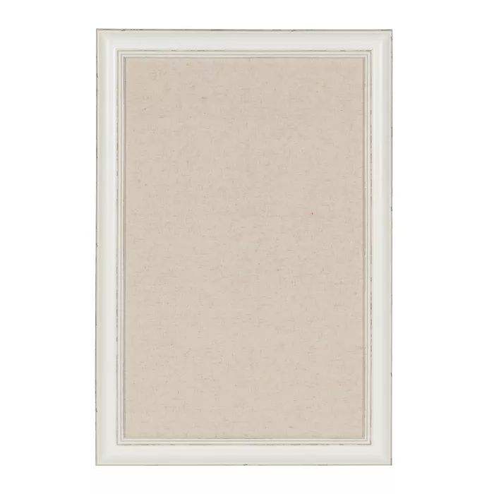 18" x 27" Macon Framed Linen Fabric Pinboard White - Kate and Laurel | Target