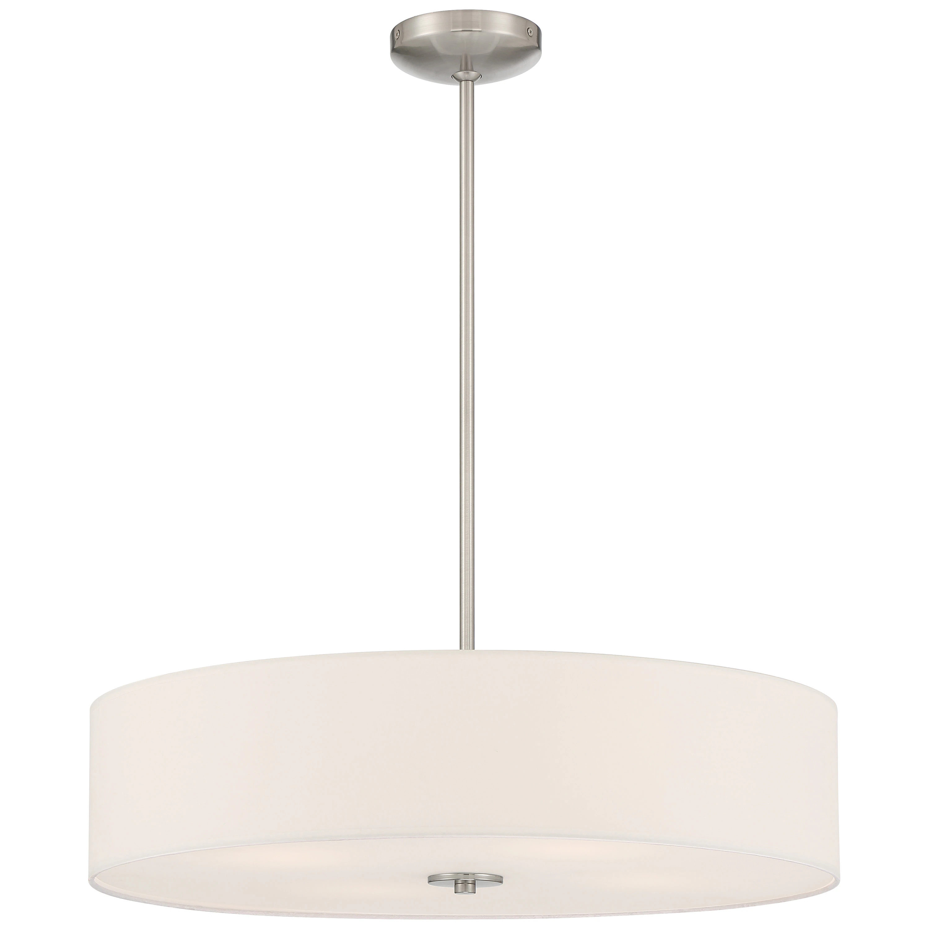 Access Lighting Mid Town 4 -Light Brushed Steel Transitional Fabric Drum Large Hanging Pendant Light | 64066LEDDLP-BS/WH | Lowe's