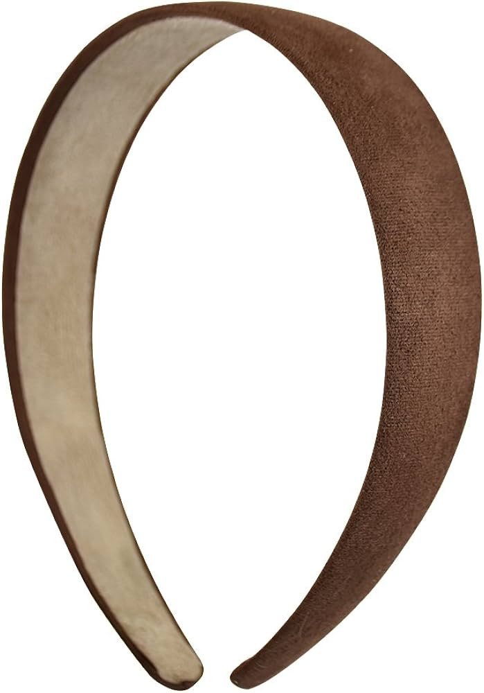 Motique Accessories 1 Inch Wide Suede Like Headband Solid Hair band for Women and Girls - Brown | Amazon (US)