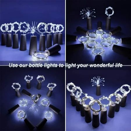 LED Wine Bottle Lights 10 Pack YOFE Cool White Light Fairy Lights Battery Operated 20 LED Lights Fai | Walmart (US)
