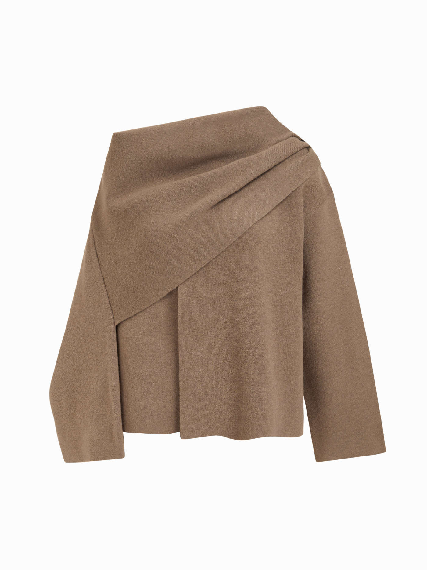 Knit Fabric Knit Asymmetrical Neck Split Scarf Cardigan For Daily Casual | Cider