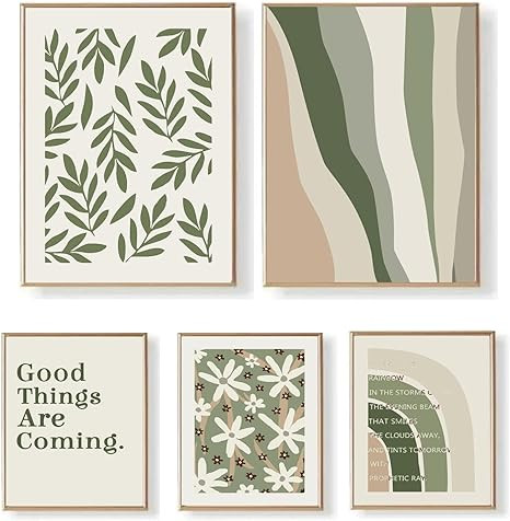 Sysoom Sage Green Wall Art Prints - Botanical Aesthetic Posters for Dorm, Bedroom & Preppy Room D... | Amazon (US)