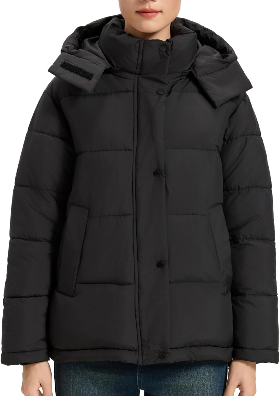 Women's Puffer Jacket, 2026 Trendy Winter Coat with Removable Hood | Amazon (US)
