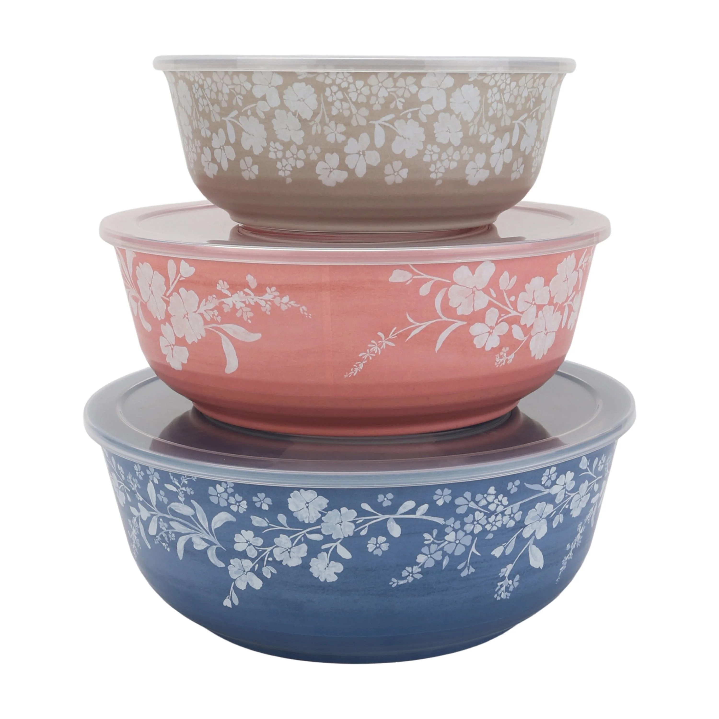 The Pioneer Woman Daisy 6-Piece Bamboo Melamine Bowl Set with Lids, Multicolor | Walmart (US)