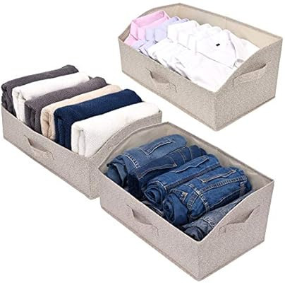 GRANNY SAYS Trapezoid Storage Bin, Closet Bins for Shelves, Closet Shelf Organizer Baskets, Beige... | Amazon (US)