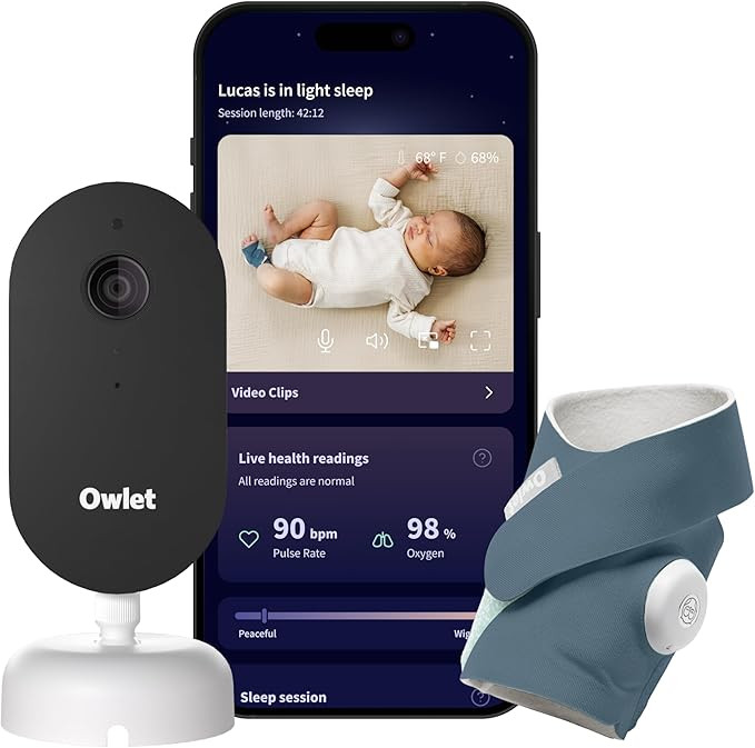 Owlet Dream Duo – FDA-Cleared Smart Baby Monitor with Sock & HD Video Cam 2K HD Video, Cry & Mo... | Amazon (US)